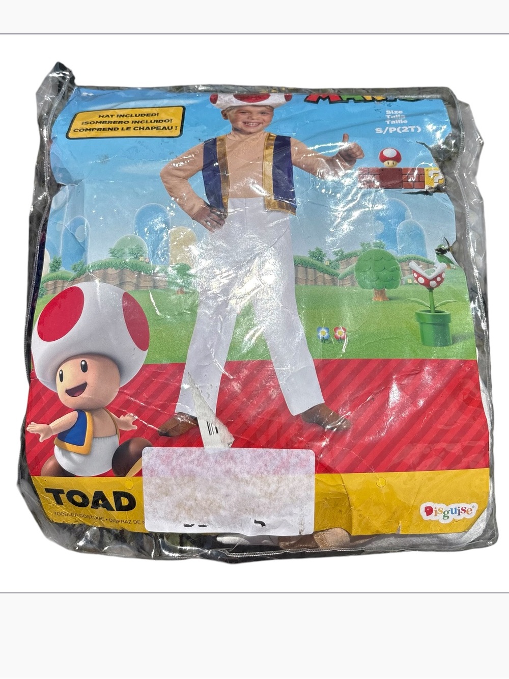 Nintendo Toad Kids Costume Mario Halloween 2T Hat Outfit
